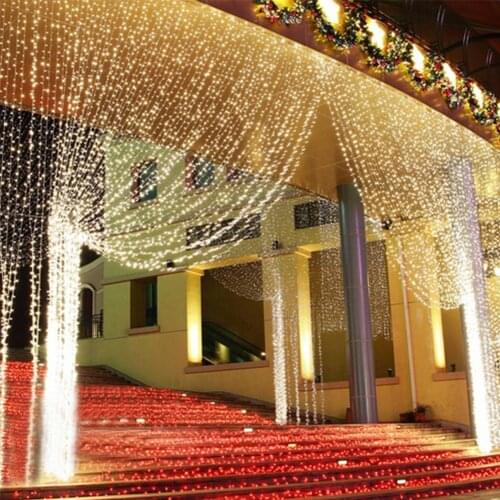 Christmas Garlands LED Icicle String Christmas Net Lights Fairy Xmas Party Garden Wedding Decoration Curtain Lights 3*3m