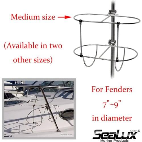 Sealux Double Fender Holder Medium size for fender size 7" to 9" for Marine Boat Yacht Fishing