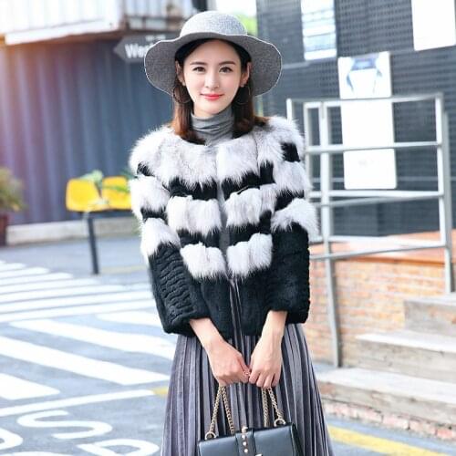 Rabbit Natural 2020 Fur Coat Female Winter Jacket Women Patchwork Real Fox Fur Coats Short Fur Jackets Outerwear WYQ1008 s s