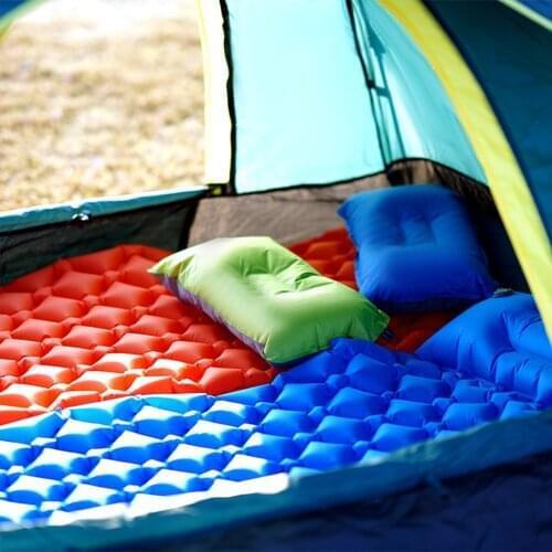 Outdoor Sleeping Pad Camping Inflatable Mattress With Pillows Travel Mat Folding Bed Ultralight Air Cushion Hiking Trekking