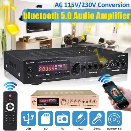 2000W bluetooth 5.0 Audio Amplifier EQ Stereo AMP Car Home 2CH AUX USB FM SD LCD Display Home Cinema Karaoke Remote Control