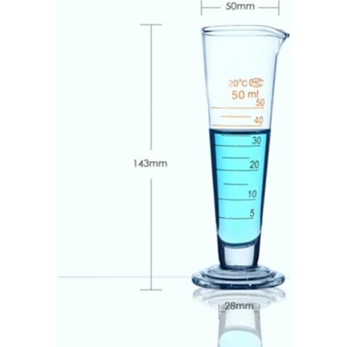 High quality Laboratory 50ml Measuring cylinder with Scale Taper Glass Measuring Cup Lab Supplies