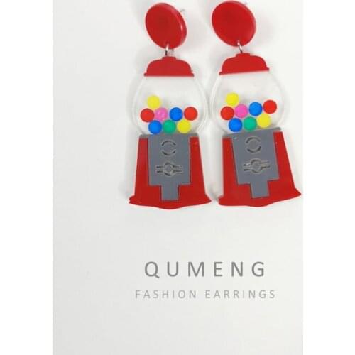 QUMENG cute Earrings Halloween Funny Personality Acrylic Cartoon Stud Earrings for Women Fashion Party Nightclub Jewelry