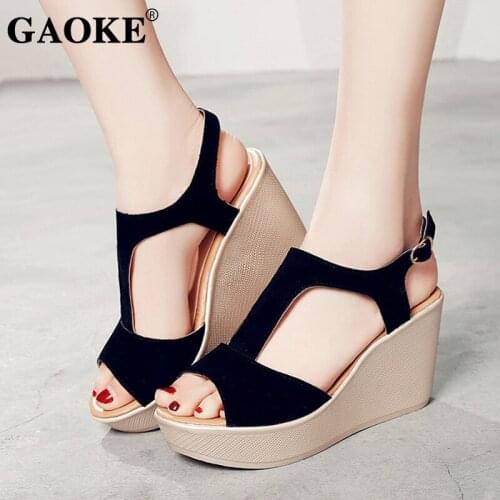 2019 Woman Wedge Sandals Summer Woman Shoes Peep Toe Platform Rubber Woman Sandals Lady High Heel Sandals Platform Footwear