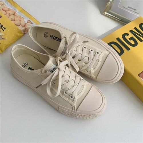 Vulcanized Shoes Girls 2021 Autumn New Solid Color Black Beige Sneakers Women Gumshoes Low-rise Nice Quality Casual Leisure Shoe