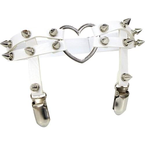 2021 Women Nice Sexy Punk Goth Heart PU Leather Elastic Garter Belt Leg Thigh Ring Clothing Accessory Valentines Day Gift