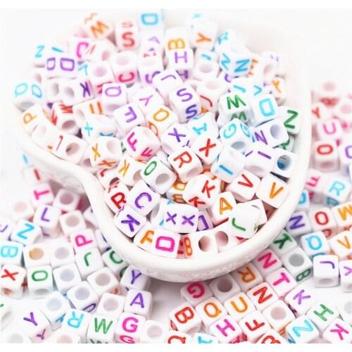 10g Mixed Letter Acrylic Beads Flat Alphabet Digital Cube Loose Spacer Beads For Jewelry Making Handmade Diy Bracelet Necklace