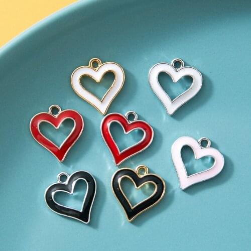10Pcs Enamel Heart Frame Charms Pendant for Jewerly DIY Making Bracelet Women Earrings Necklace Accessories Findings Craft