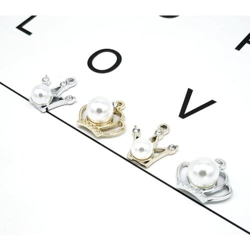 10pcs new point Rhinestone UV gold silver color crown DIY pendant jewelry accessories earrings pendant For DIY charms