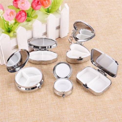 3 Cell Metal Round Medicine Case Portable Durable Metal Round Medicine Organizer Holder Container Tablet Pill Box Case