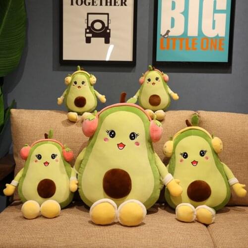 35-85CM Creative Headphone Avocado Stuffed Plush Toys Cartoon Fruit Pillow Sofa Cushion Soft Baby Doll Kids Girls Birthday Gifts