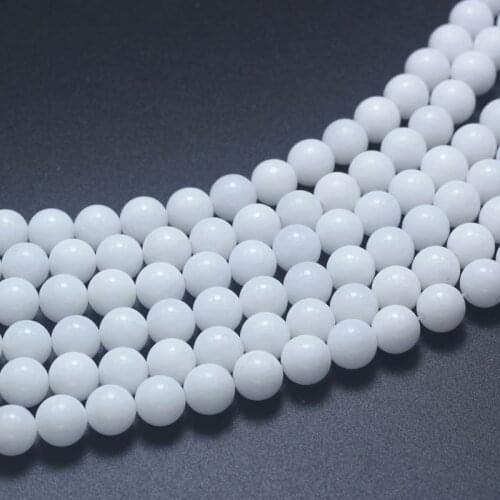 4/6/8/10MM Round White Porcelain Stone Glass Beads and Beads for Jewelry Making DIY Original Bracelet Jewelery Strand 15"
