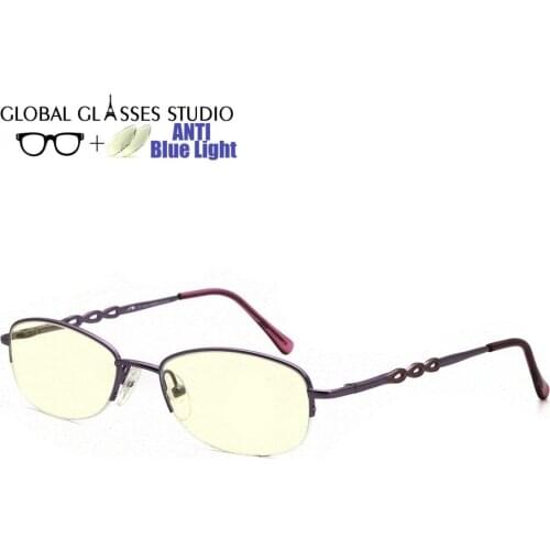 Anti Blue Light Blocking Glasses Metal pink frame Men Lady Computer Eyeglasses ME1006-C2