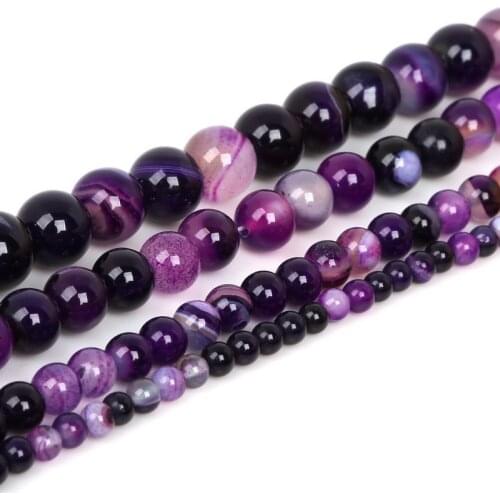 Free shipping high quantity AAA+ purple stripe Onyx Loose Round Bead natural stone Beads 4mm 6mm 8mm 10mm A string