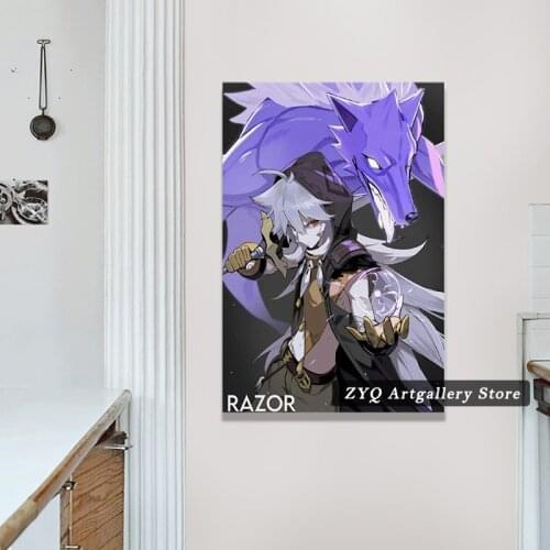 Razor Genshin Impact Poster Decorative Painting Canvas Wall Art Living Room Posters Bedroom Nordic Style