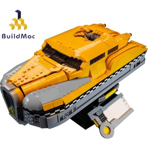 Buildmoc Classic Sci-Fi Movie 5th Element Flying Taxi MOC-24874 City Car of the Future Technical Model Building Blocks Toys Gift