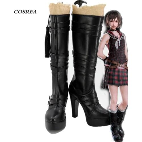 COSREA Hot Game Final Fantasy XV Cosplay Iris Amicitia Boots Black Long High-heeled Shoes Halloween Party For Adult Woman