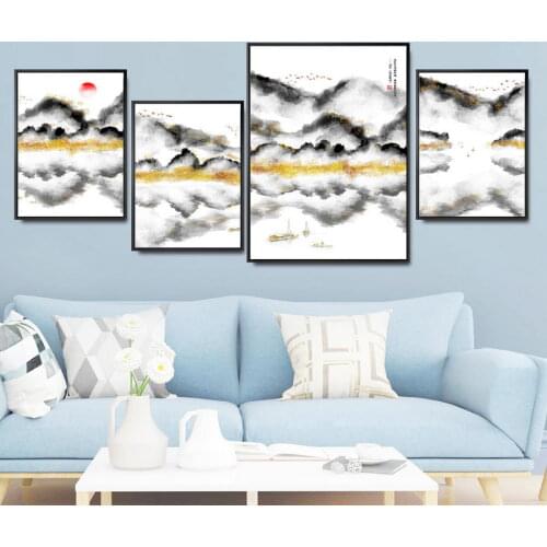 Vinsonloud Home Decoration Print Canvas Wall Art Poster Picture Oil Unframed Drawings painting Chinese style Ink painting Bird