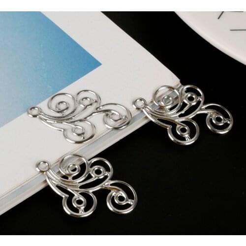 25pcs 31x21mm Rhodium Filigree Wraps Flower Connectors Metal Craft Decoration For Jewelry Making DIY Accessories