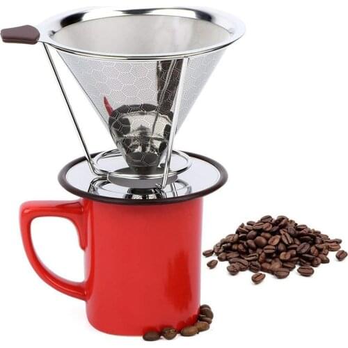 Filter-free Coffee Filter With Stand Food Removable Dripper Grade 304 Stainless Steel Double-layer Filter Coffee Brew Tools