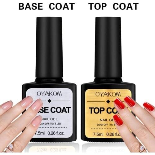 7.5ml Gel UV Nail Top Base Coat 80 Color Gel Polish Lacquer Semi Permanent Gel Varnish Nail Primer Top Coat Base Coat