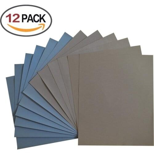GTBL Grit 1500 2000 2500 3000 5000 7000 High Precision Polishing Sanding Wet/dry Abrasive Sandpaper Sheets - Germany, Pack of 12