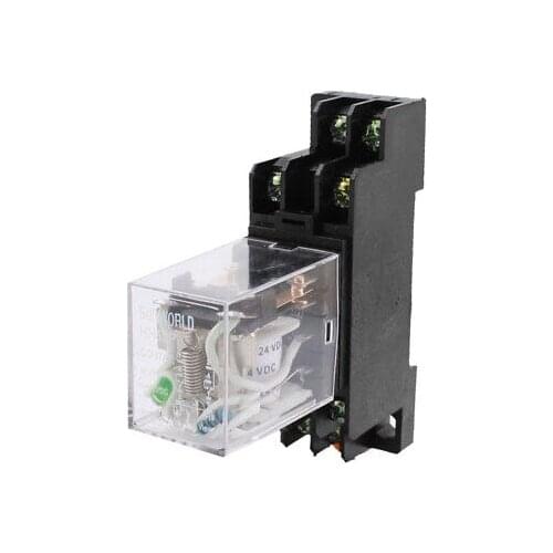 HH52P DC 24V DPDT General Purpose Power Electromagnetic Relay w Socket