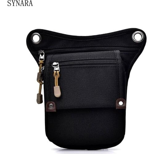 Men Canvas drop waist bags Leg pack bag Men belt bicycle and motorcycle Money Belt Fanny pack For Work Black High Quality