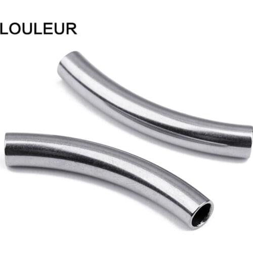10pcs/lot Stainless Steel Curved Tube Beads Fit 1.2 3 5mm Round Leather Cord Bracelet Necklace Spacer Beads for Jewelry Making