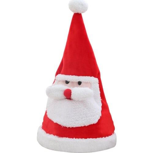 Jingle Bell Singing Moving Plush Toy Santa Claus Soft Hat Toy Christmas Gift Decoration Cosplay