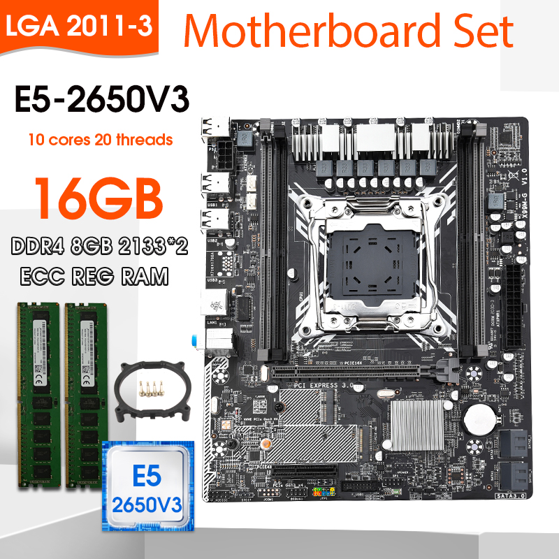 JINGSHA X99 motherboard set with Xeon E5 2650 V3 LGA2011-3 CPU 2pcs X 8GB =16GB 2133MHz DDR4 memory M-ATX NVME M.2 wifi