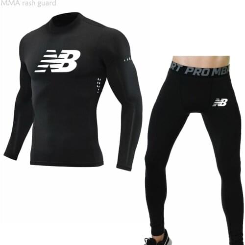 Brand Mens Set Skin Compression Sportswear Fitness clothing MMA Rashgard Male Thermal Men Underwear Top Sports leggings Jogger