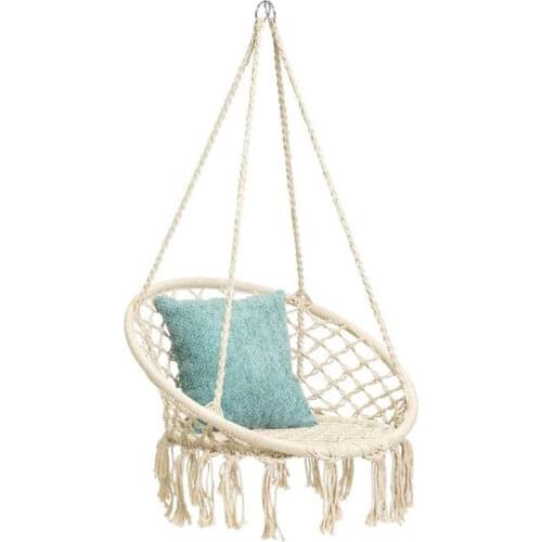 INS Style Swing Chair Swing With Hanging Hook 110KG Capacity Macrame Cradle for Indoor, Outdoor, Patio, Deck, Yard, Garden