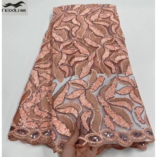 Madison Sequins Lace Fabric High Quality French Nigeria Net Lace Fabric African Tulle Lace Fabric for Wedding Party
