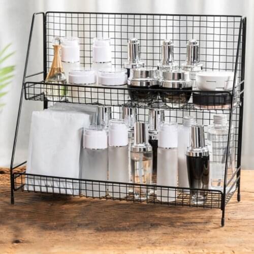 Kitchen Storage Tool Makeup Storage Shelf Home Organizer Iron Art Multifunction 2 Layers Storage Shelf Bathroom Table Organizer