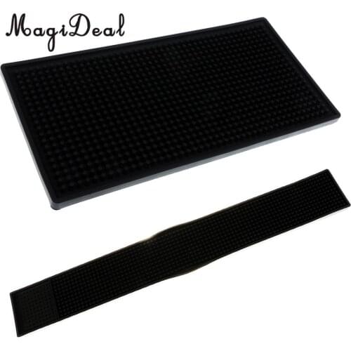 MagiDeal 2pcs Rubber Bar Service Mat Water Proof PVC Mat Glass Coaster 8x58CM&15x30CM
