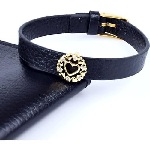 Minimalism Heart Shape LOVE Gold Bracelet Adjustable AAA Cubic Zircon Bracelet for Woman Leather Bangles Jewelry Gift