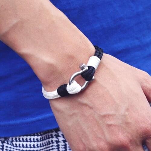 Fashion Men Stainless Steel Bracelet Handmade Double Layer Paracord Braclet Hiphop Rock Charm Braslet Homme Macram Brazalete