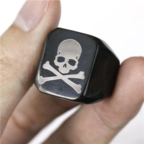 Size 8-13 Amazing Design Bone With Skull Ring 316L Stainless Steel Cool Fashion Mens Black Polishing Ring