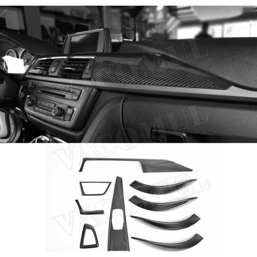 Dry Carbon Fiber Center Console Trim AC Air Vent Stickers Door Handle Frame Covers For BMW 3 Series GT F34 2016-19 F30 2013-15