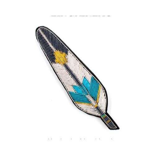 Embroidery india silk pin on patches for clothing brooch feather badge designer patches for jeans parches bordados para ropa