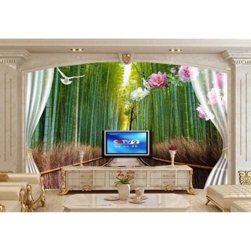 Custom 3D mural,Beautiful bamboo forest path peach landscape de parede Papel,hotel living room sofa TV wall bedroom wallpaper