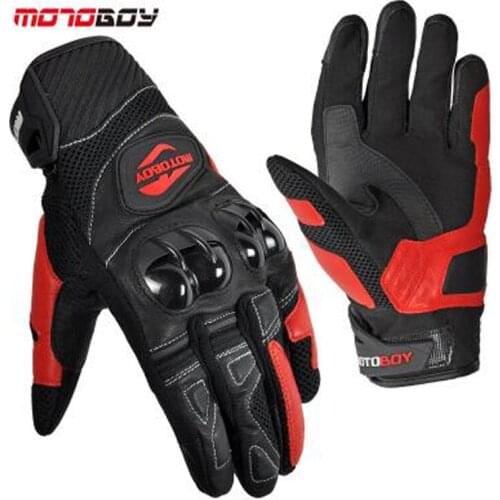 2017 New Full finger Mesh Breathable Motorcycle Gloves Kinght Racing Riding Drop resistance Glove can Touch screen leather glove