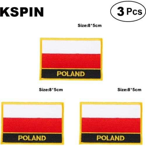 Poland Rectangular Shape Flag patches embroidered flag patches national flag patches for clothing DIY Decoration