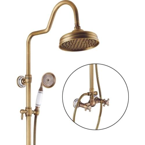 Free Shipping Luxury&Elegant Shower Set Bathroom Wall Mounted High Quality Classic Shower Mixer Crane 8" Rainfall Shower ZR23