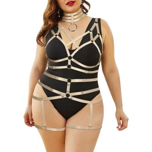 Sexy Lingerie Set Plump Womens Underwear Harness Fashion Exotic Costumes Erotic Collar Accessories Adjust Waist Belt Plus Size