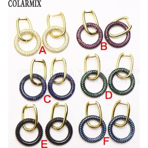 5 pairs Round hoop earrings zircon stone jewelry drop earring mix colors earrings fashion jewelry for women 51056