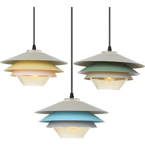 Nordic LED E27 Pendant Light aluminum Glass Shade Pendant Lamp illumination light fixture living room bedroom decoration