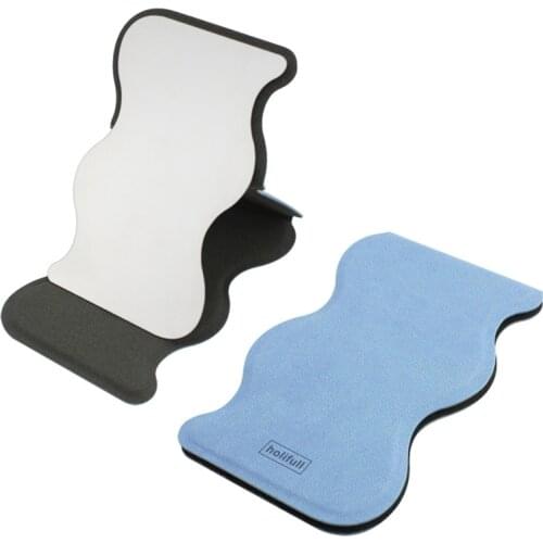 Irregular Wave Folding Mirror Portable Bag Pocket Small Cosmetic Mirro Decoration Leather Cosmetic Mirror Ins Style Simple