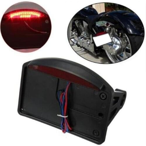 Motorcycle Side Mounted License Plate Assembly Chrome LED Tail Brake Light Cruiser Bobber Chopper Scooter Touring Dirt bike